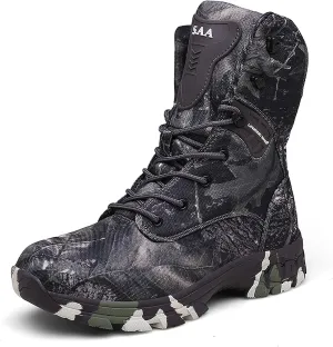 Men's Military Tactical Boots, Camouflage Comfort Durable Oxford Cloth Rubber Cushioning Outsole Desert Shoes, for Outdoor Waterproof Hiking Shoes