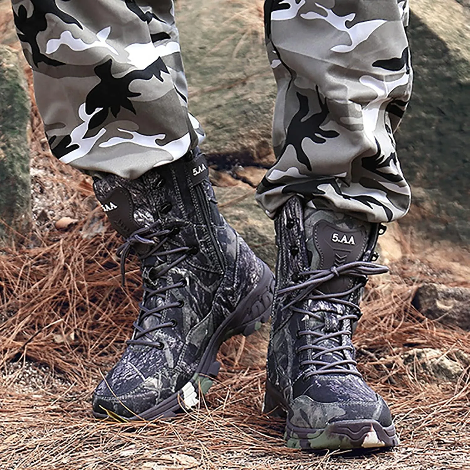 Men's Military Tactical Boots, Camouflage Comfort Durable Oxford Cloth Rubber Cushioning Outsole Desert Shoes, for Outdoor Waterproof Hiking Shoes