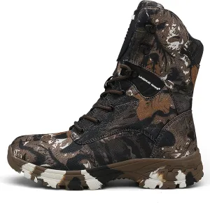 Men's Military Tactical Boots, Camouflage Comfort Durable Oxford Cloth Rubber Cushioning Outsole Desert Shoes, for Outdoor Waterproof Hiking Shoes