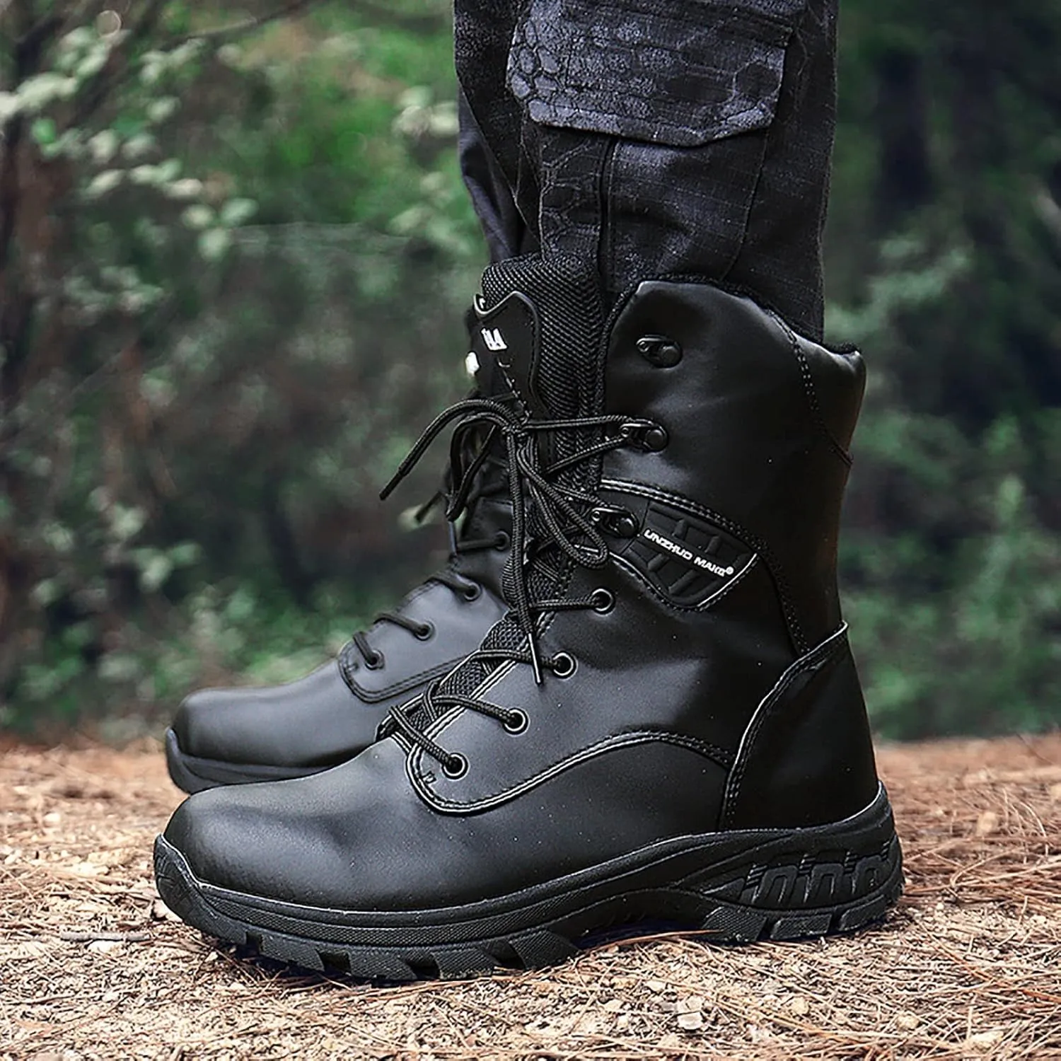Men's Outdoor Desert Tactical Boots, Comfort Rubber Cushioning Outsole Military Shoes, Waterproof Durable Camouflage Oxford Cloth Hiking Shoes