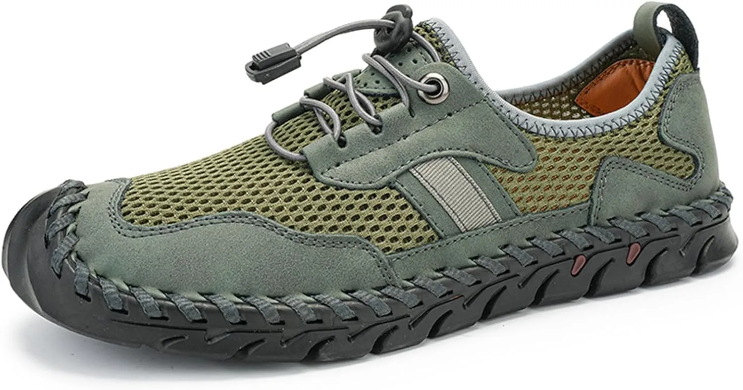 Men's Outdoor Mesh Hiking Shoes Slip-on Summer Sports Shoes Breathable Mesh Non-Slip Lightweight Casual Sneakers