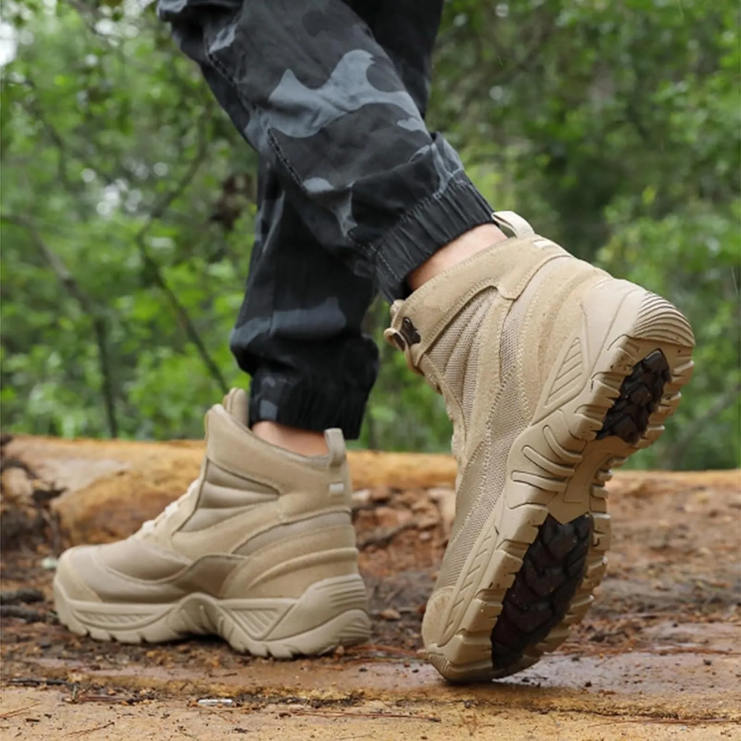 Men's Tactical Boots,Lightweight Hiking Boots, Breathable Outdoors Desert Boots, Combat Boots, Lace Up All Terrain Shoes