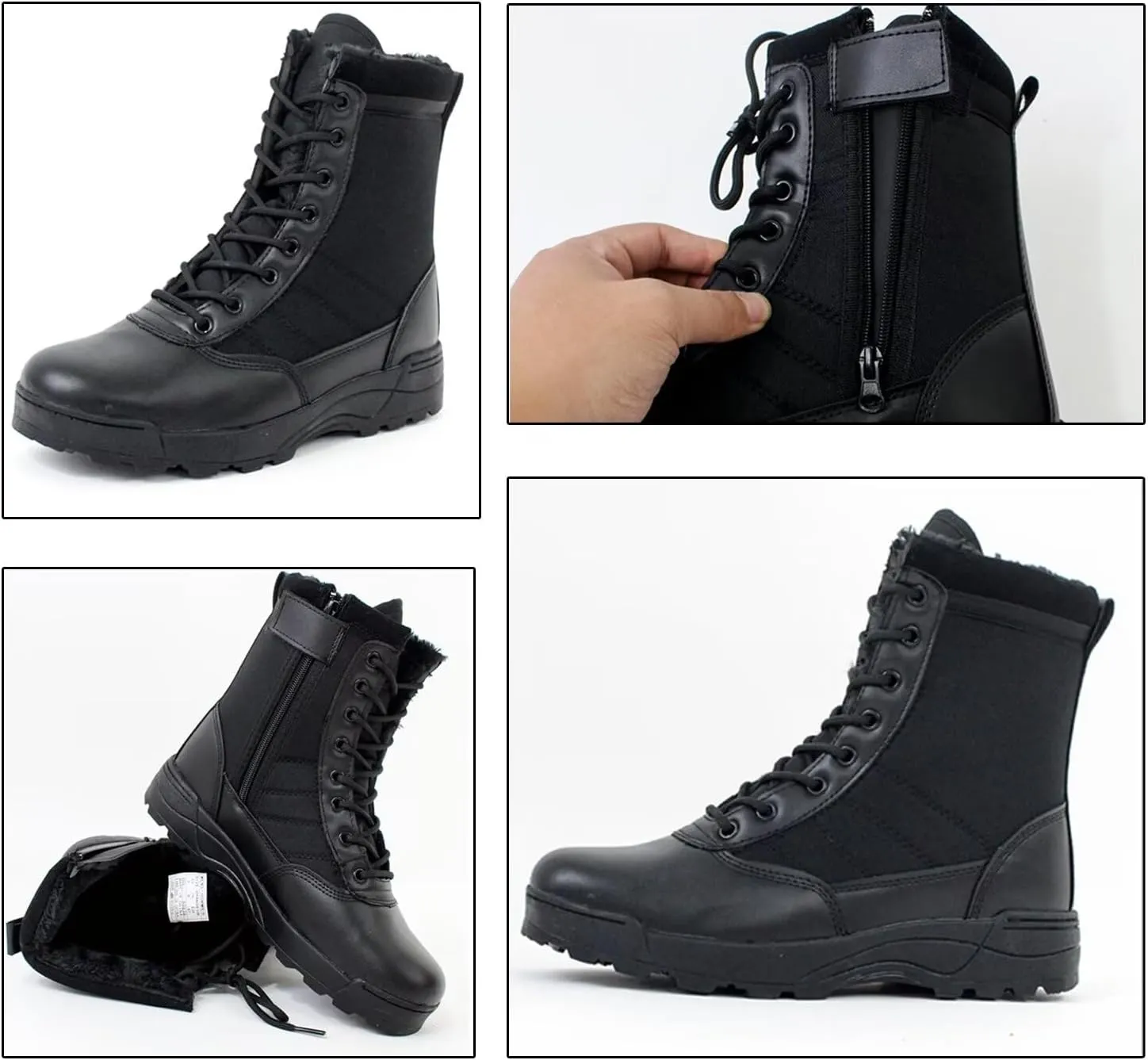 Men's Tactical Shoes High-top Winter Plus Velvet Snow Combat Boots Sneakers for Flight Outdoor Waterproof Desert Hiking Work Boots