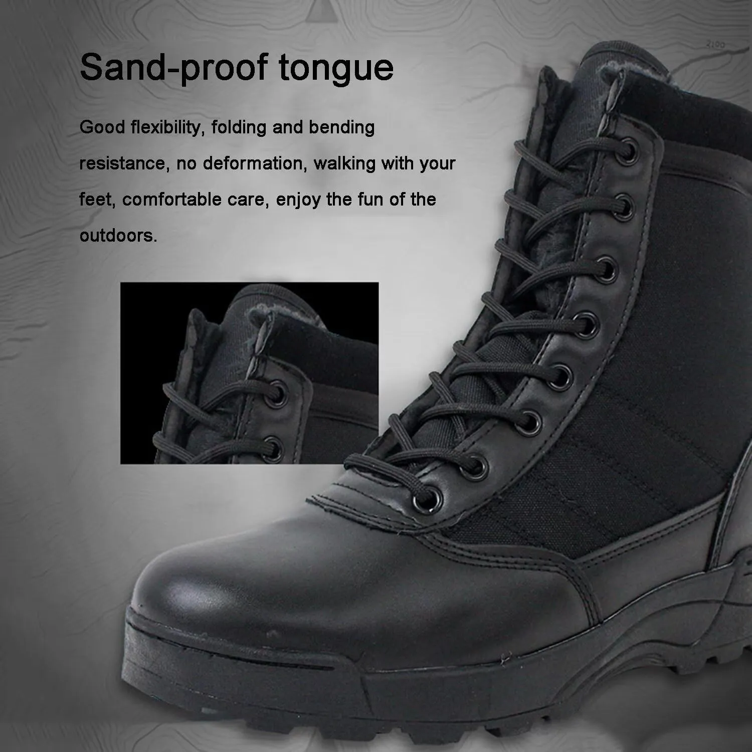 Men's Tactical Shoes High-top Winter Plus Velvet Snow Combat Boots Sneakers for Flight Outdoor Waterproof Desert Hiking Work Boots
