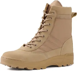 Men's Tactical Shoes High-top Winter Plus Velvet Snow Combat Boots Sneakers for Flight Outdoor Waterproof Desert Hiking Work Boots