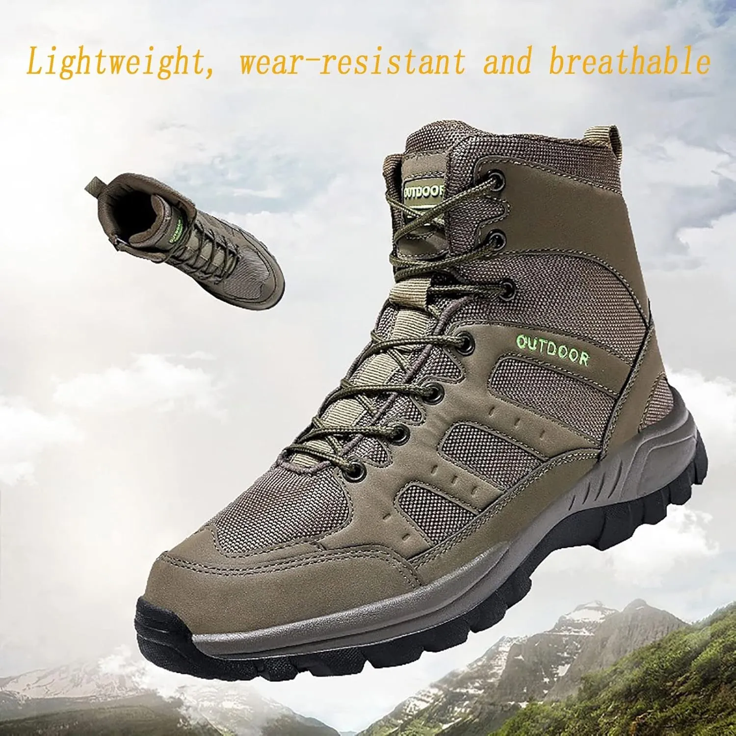 Men's Ultralight Tactical Combat Boots, Outdoor Breathable and Wear-resistant Desert Hiking Shoes, Comfort Waterproof Lace Up Zipper Men's Shoes