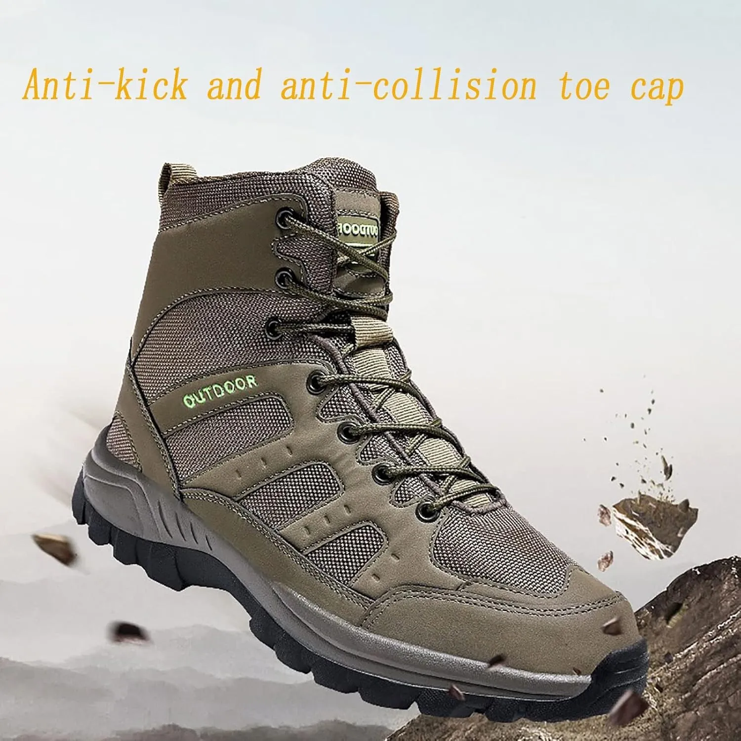 Men's Ultralight Tactical Combat Boots, Outdoor Breathable and Wear-resistant Desert Hiking Shoes, Comfort Waterproof Lace Up Zipper Men's Shoes