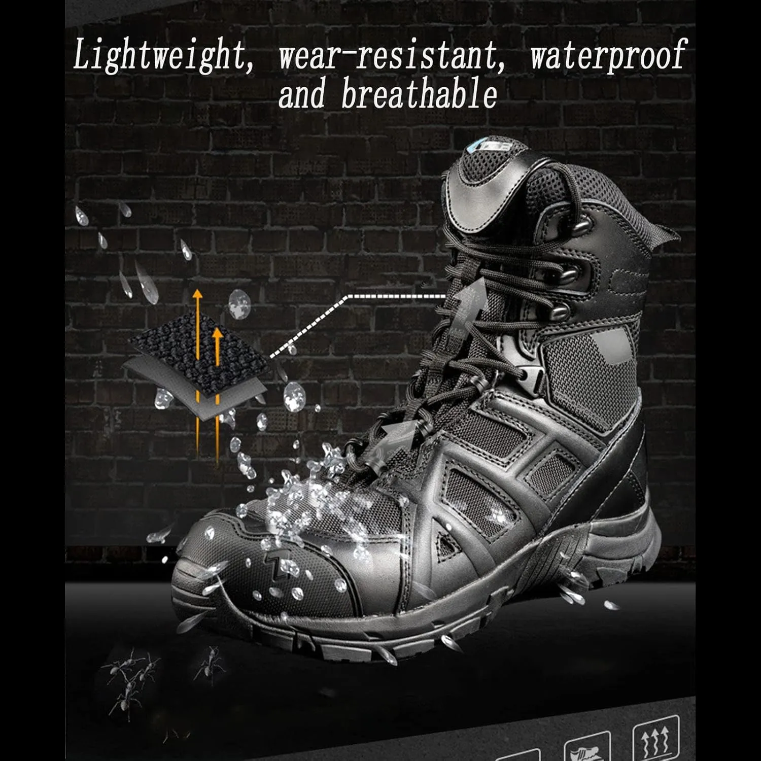 Men's Ultralight Tactical Military Boots, Outdoor Non-slip Breathable and Wear-resistant Desert Combat Boots, Comfort Lace-up Sports Hiking Shoes