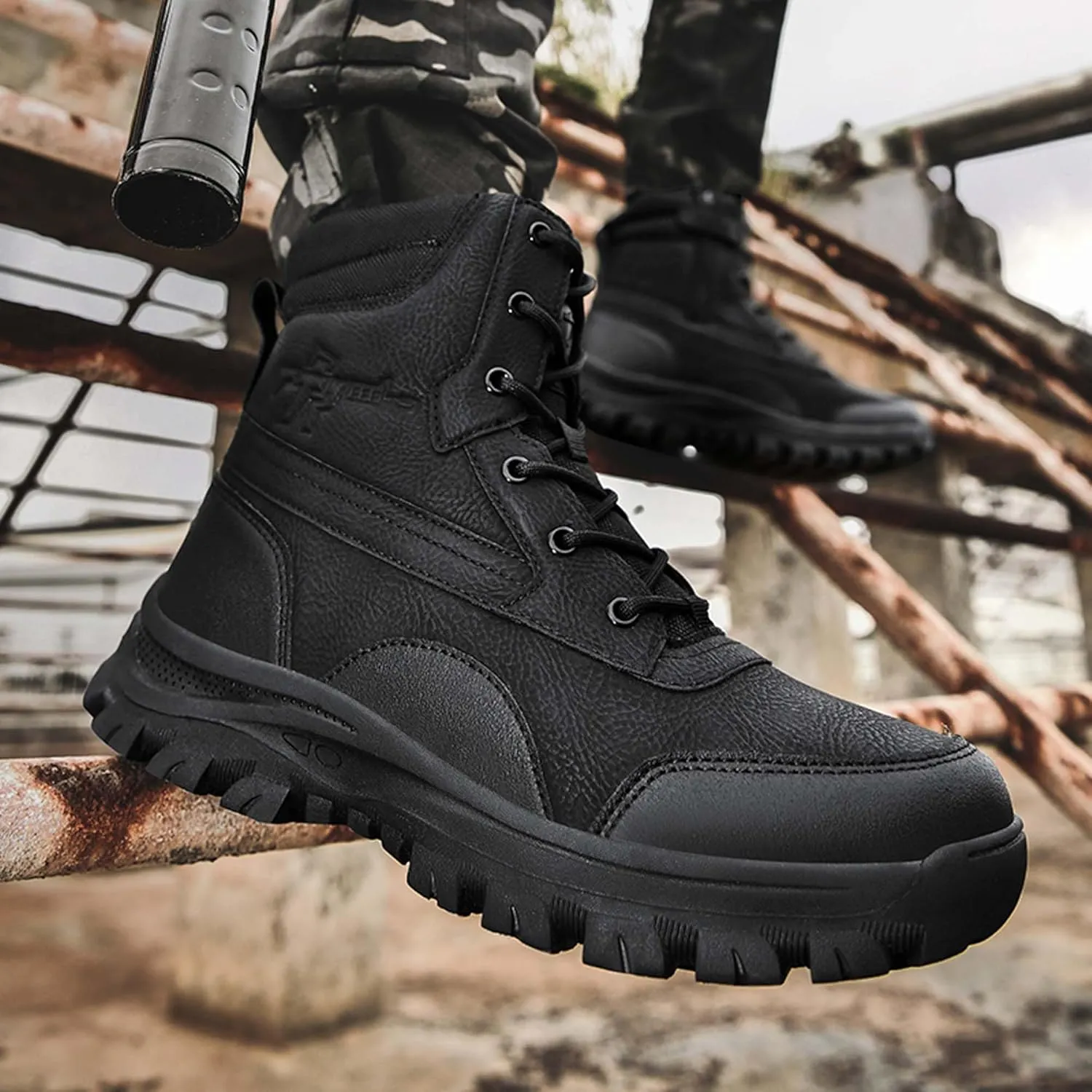 Men's Waterproof Anti Slip Wear-Resistant Tactical Boots Military Work Boots Combat Boots Outdoor Hiking Mountaineering Shoes