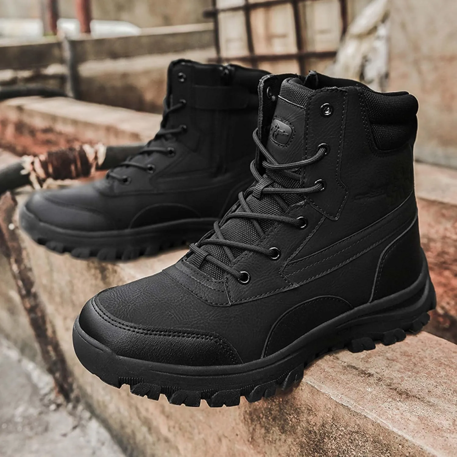 Men's Waterproof Anti Slip Wear-Resistant Tactical Boots Military Work Boots Combat Boots Outdoor Hiking Mountaineering Shoes