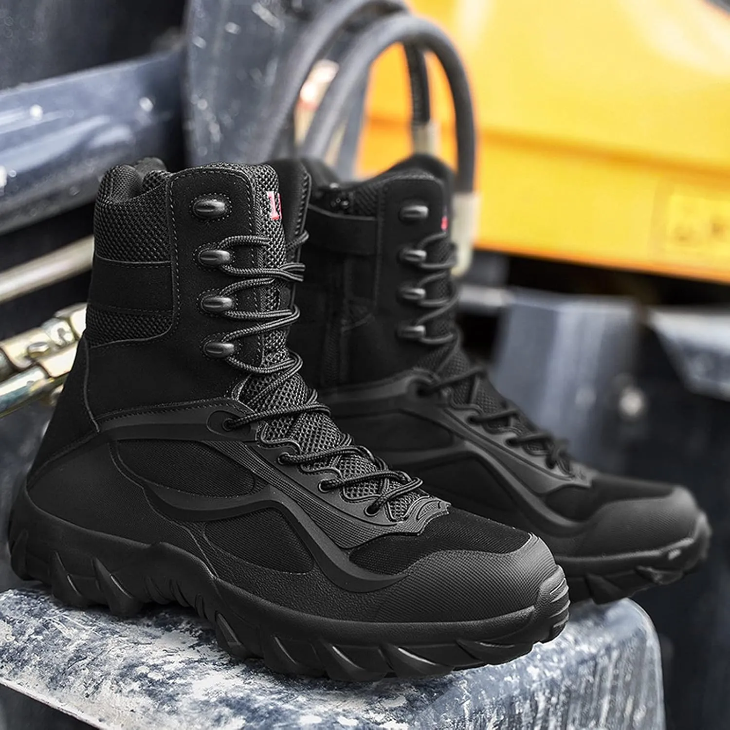 Men's Waterproof Hiking Boots Outdoor High Top Trekking Backpacking Mountaineering Shoes-Black||EU43/US9