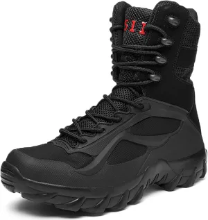 Men's Waterproof Hiking Boots Outdoor High Top Trekking Backpacking Mountaineering Shoes-Black||EU43/US9