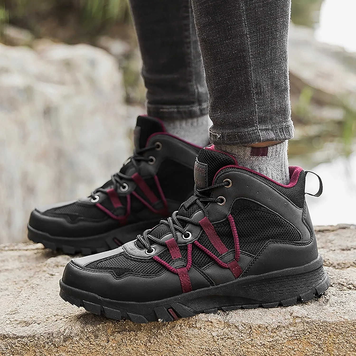 Men's Waterproof Hiking Boots Outdoor Mid Trekking Backpacking Mountaineering Shoes