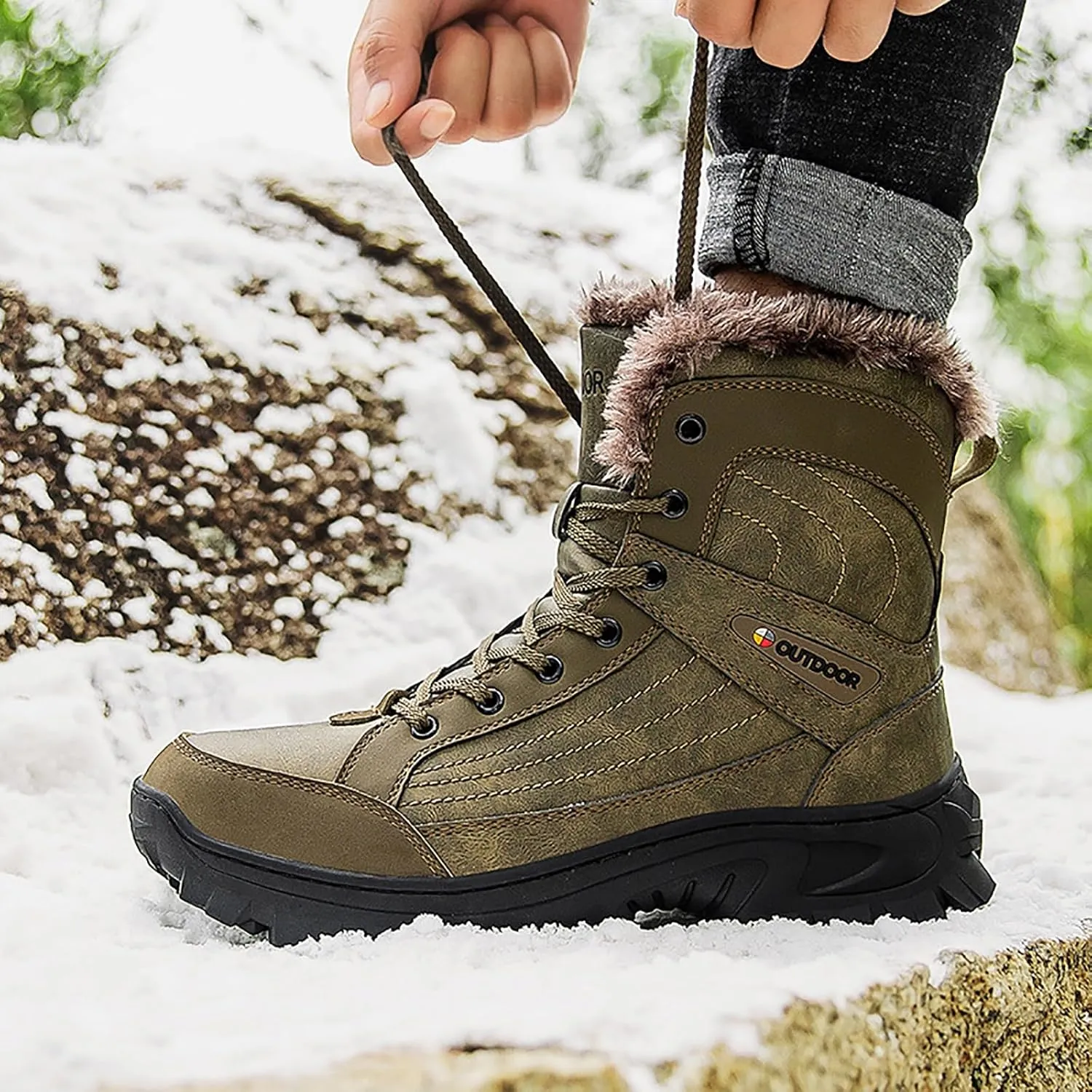 Men's Waterproof Hiking Boots Outdoor Mid Trekking Backpacking Mountaineering Shoes