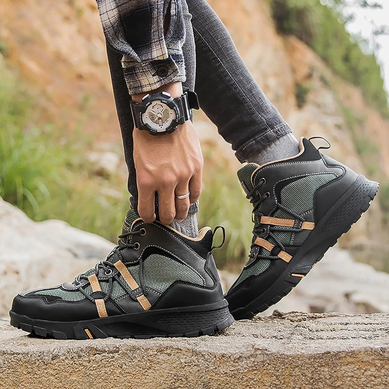 Men's Waterproof Hiking Boots Outdoor Mid Trekking Backpacking Mountaineering Shoes