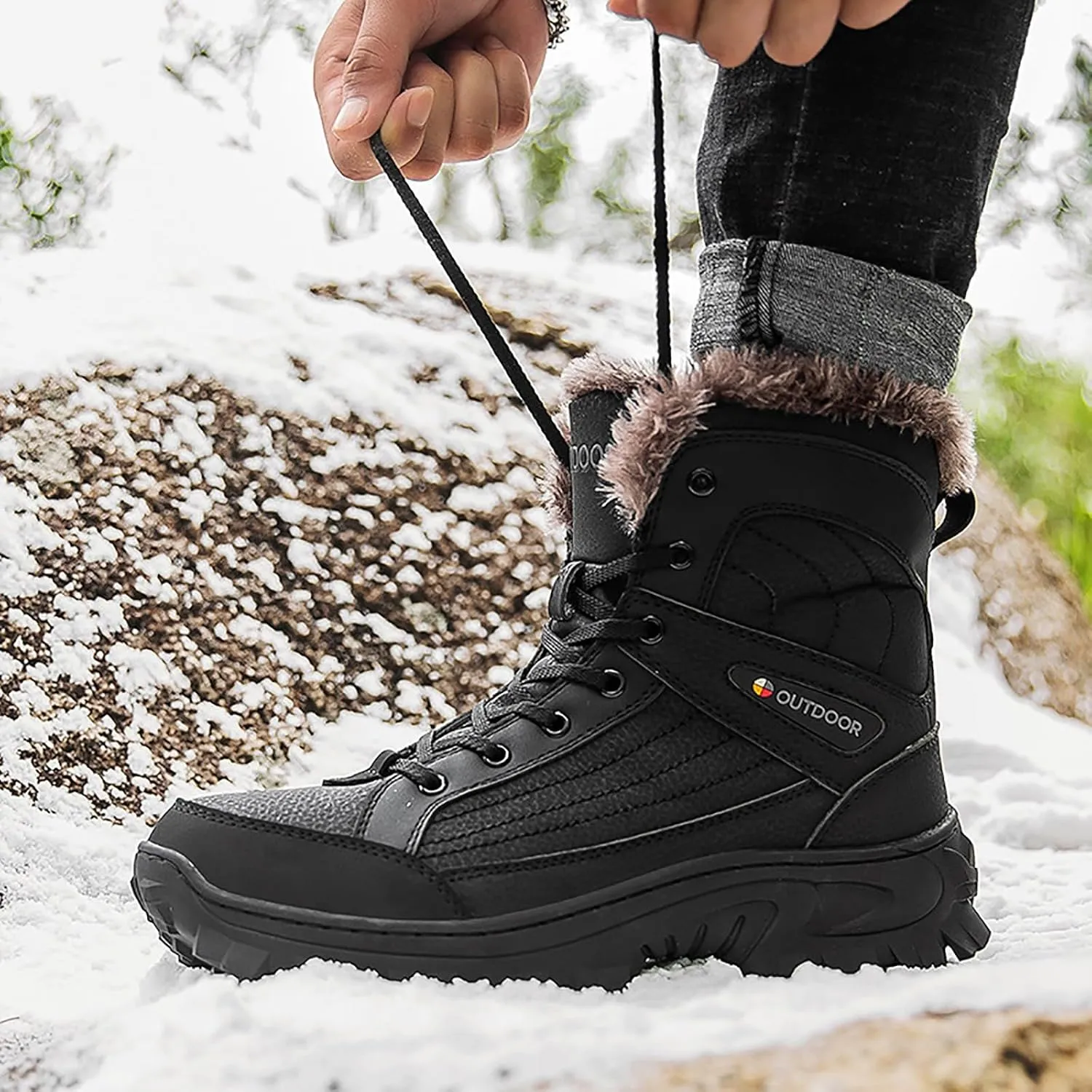 Men's Waterproof Hiking Boots Outdoor Mid Trekking Backpacking Mountaineering Shoes