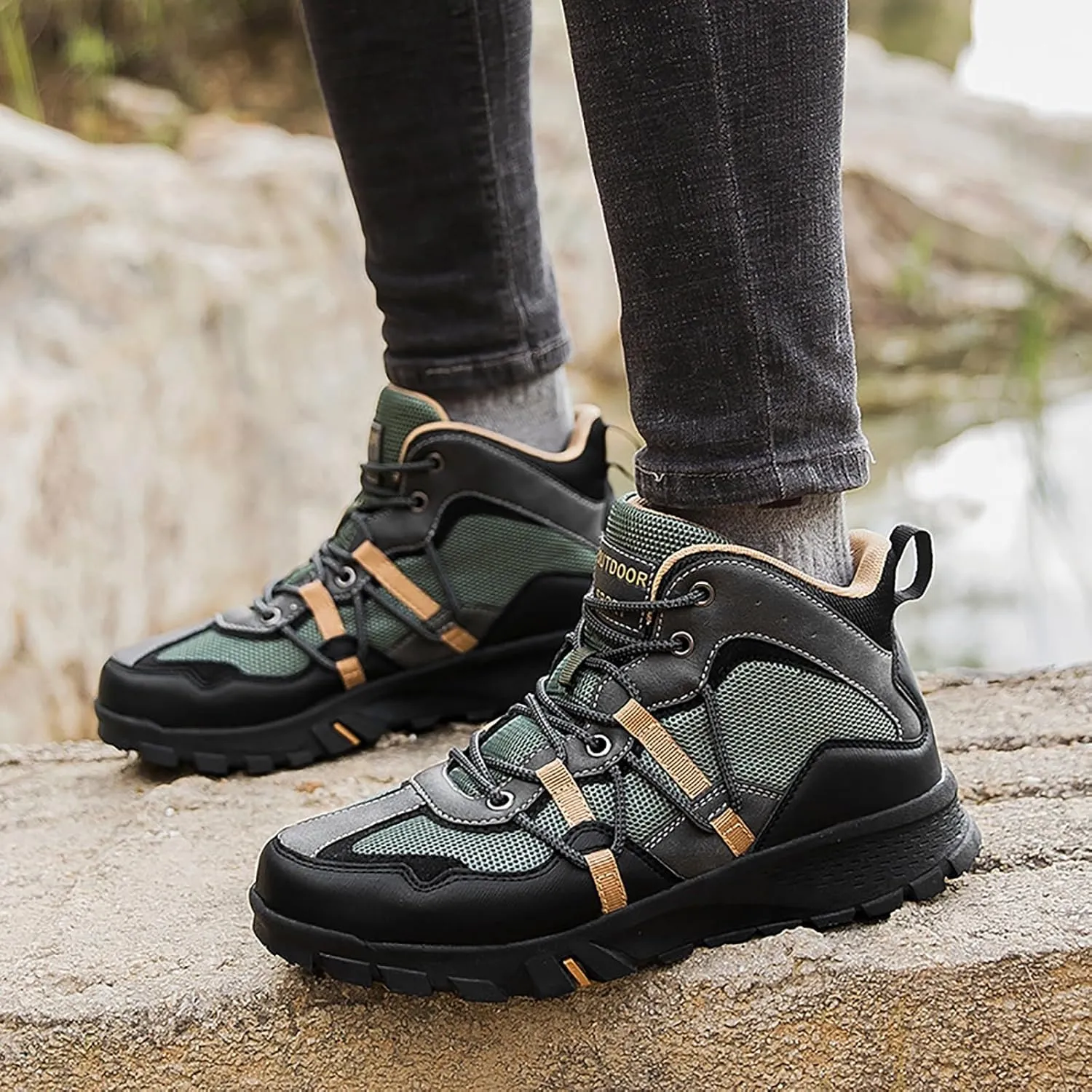 Men's Waterproof Hiking Boots Outdoor Mid Trekking Backpacking Mountaineering Shoes