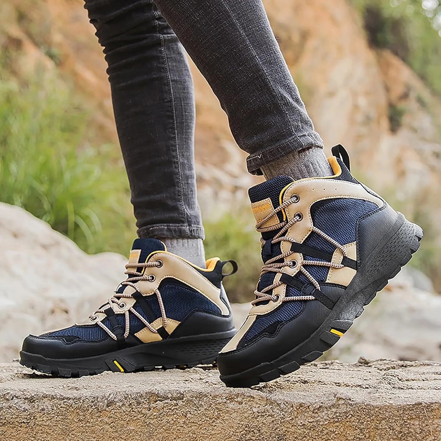 Men's Waterproof Hiking Boots Outdoor Mid Trekking Backpacking Mountaineering Shoes