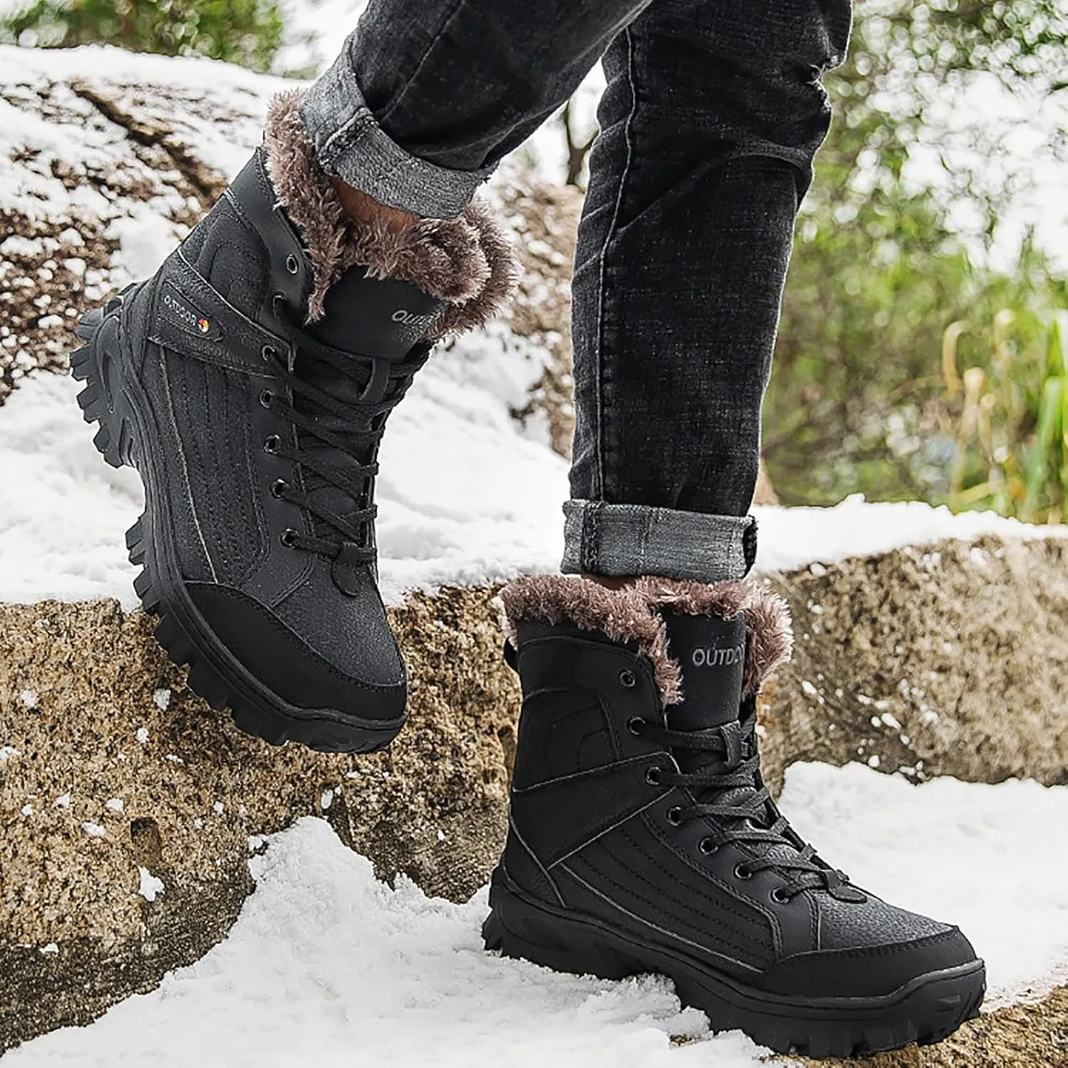 Men's Waterproof Hiking Boots Outdoor Mid Trekking Backpacking Mountaineering Shoes