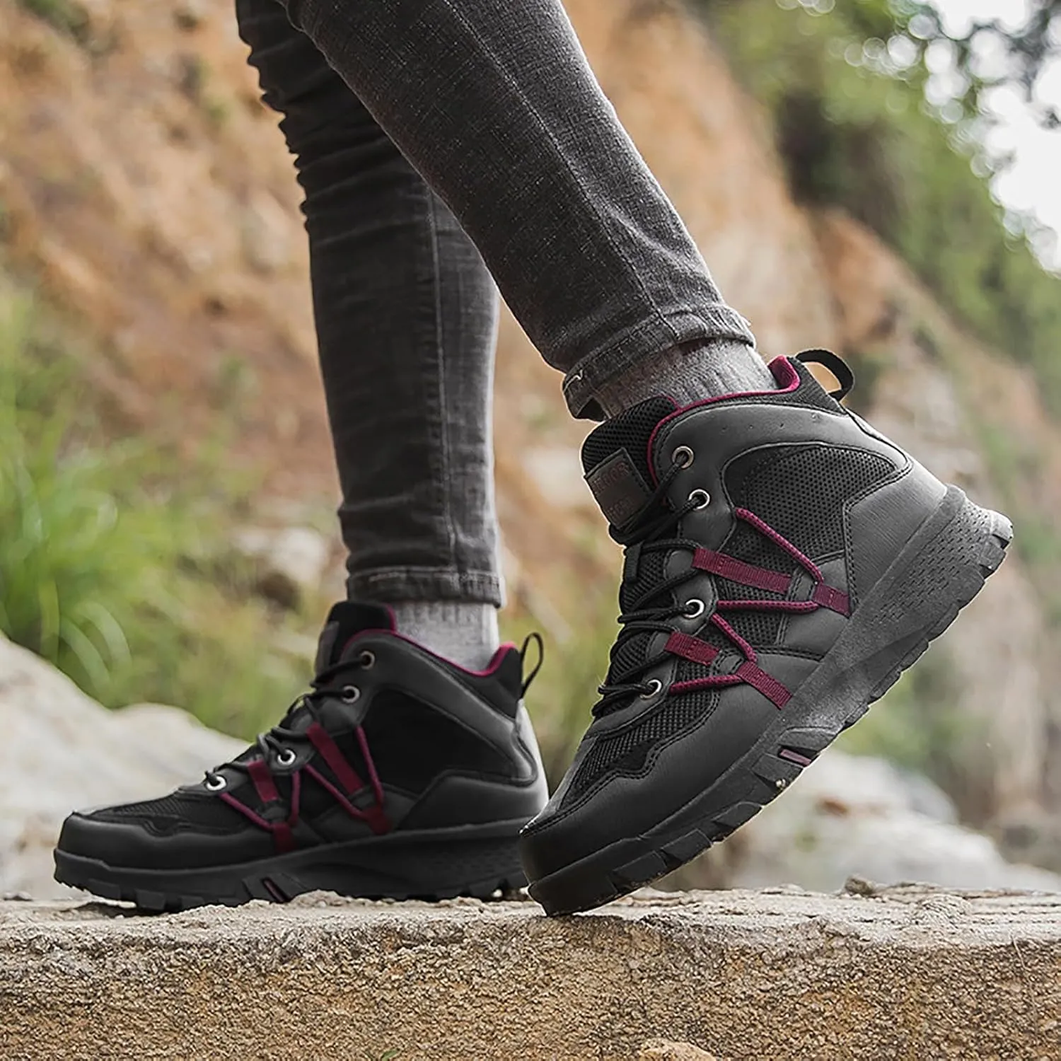 Men's Waterproof Hiking Boots Outdoor Mid Trekking Backpacking Mountaineering Shoes