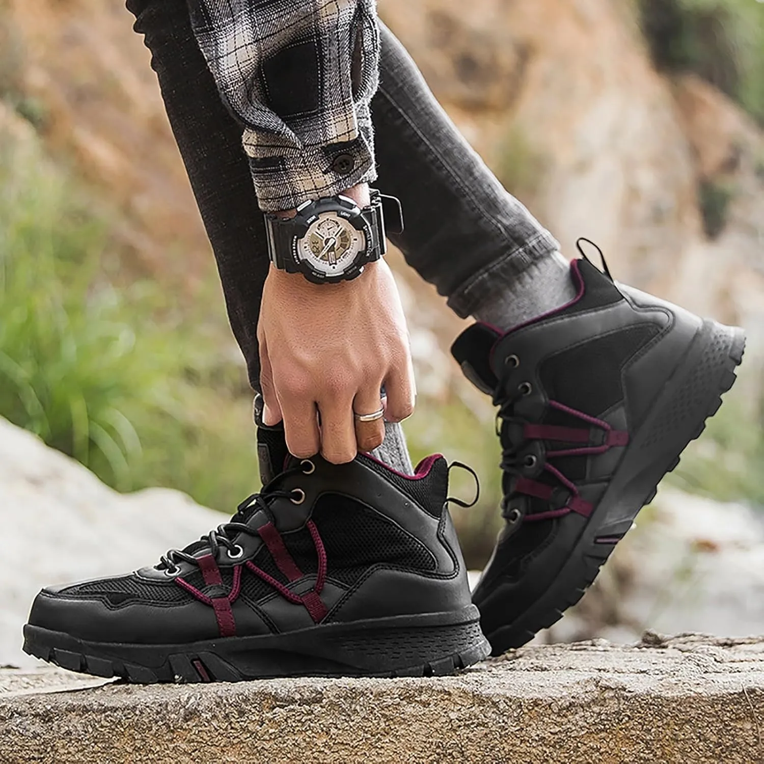 Men's Waterproof Hiking Boots Outdoor Mid Trekking Backpacking Mountaineering Shoes