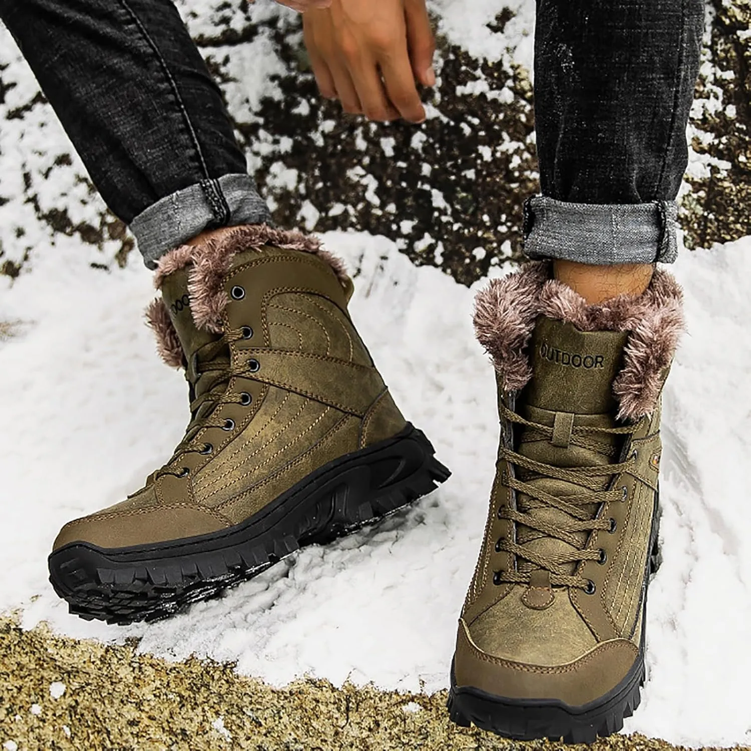 Men's Waterproof Hiking Boots Outdoor Mid Trekking Backpacking Mountaineering Shoes