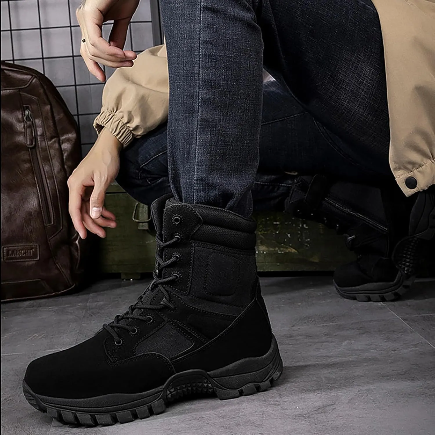 Men's Waterproof Hiking Boots Outdoor Mid Trekking Backpacking Mountaineering Shoes