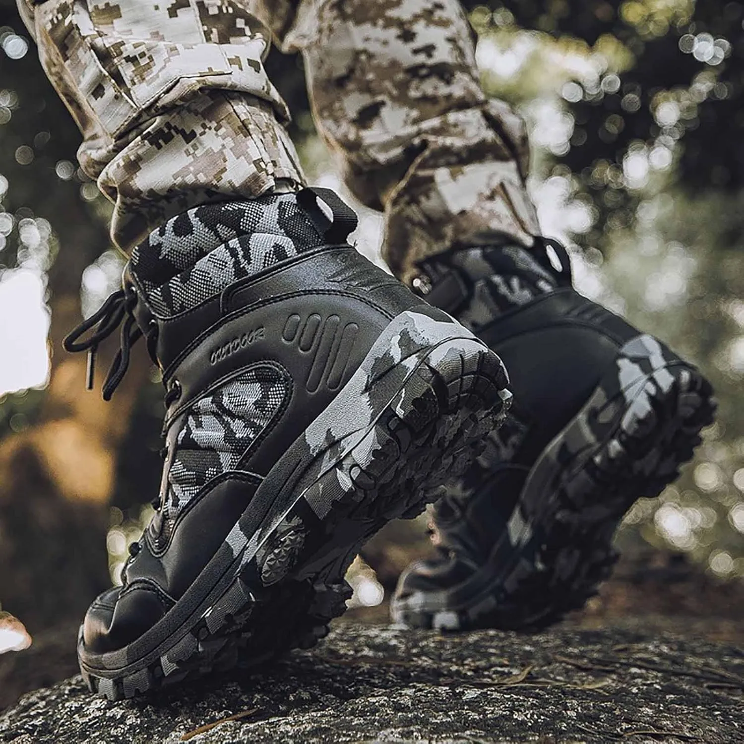 Men's Waterproof Hiking Work Boots, Breathable Military Combat Desert Boots with Sports Socks Military Tactical Boots for Men Outdoor Army Boots