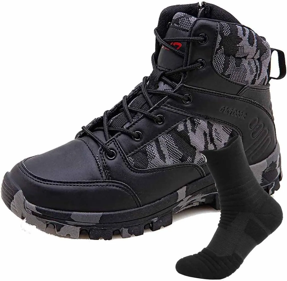 Men's Waterproof Hiking Work Boots, Breathable Military Combat Desert Boots with Sports Socks Military Tactical Boots for Men Outdoor Army Boots
