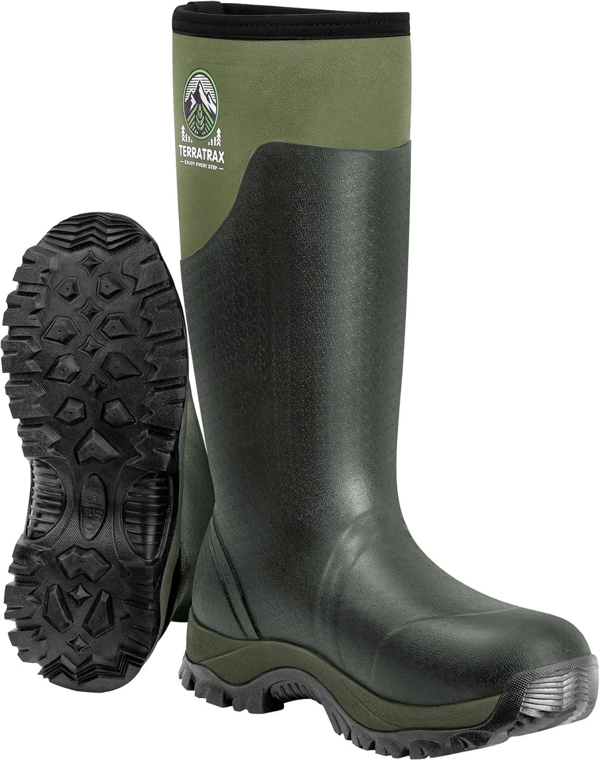 Men's Waterproof Insulated Rubber Hunting Boots ?C 6mm Neoprene Rain Boots for Outdoor Work, Fishing, Farming & Gardening
