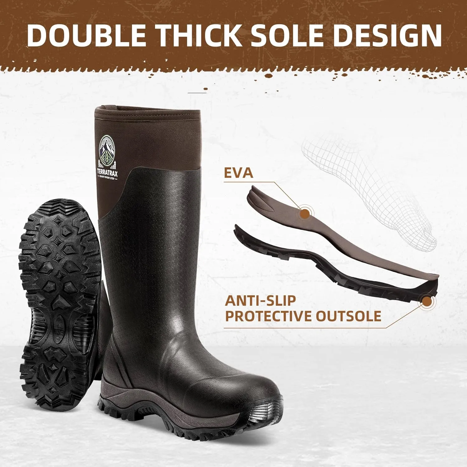 Men's Waterproof Insulated Rubber Hunting Boots ?C 6mm Neoprene Rain Boots for Outdoor Work, Fishing, Farming & Gardening