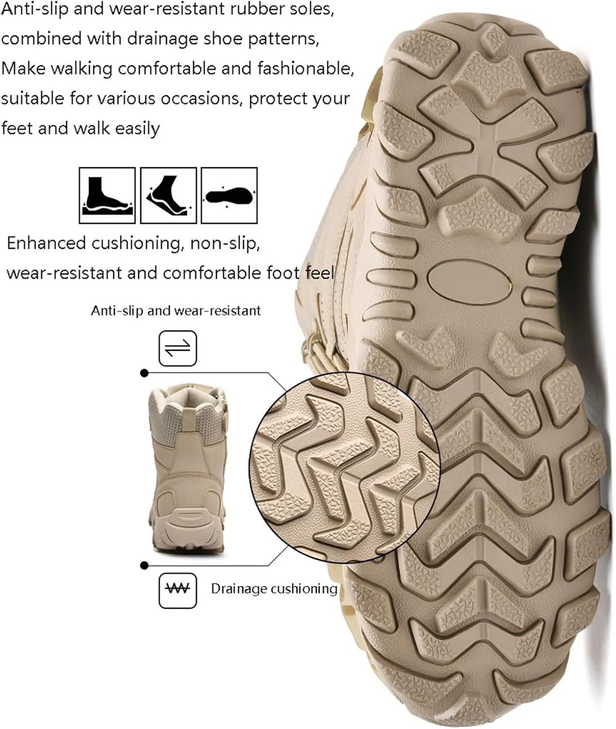Men's Waterproof Tactical Boots, Mens Lace Up Breathable High Top Side Zipper Desert Tactical Boots, Military Tactical Mens Army Outdoor Sports Shoes, for Hiking, Climbing