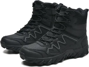 Men's Waterproof Tactical Boots, Mens Lace Up Breathable High Top Side Zipper Desert Tactical Boots, Military Tactical Mens Army Outdoor Sports Shoes, for Hiking, Climbing