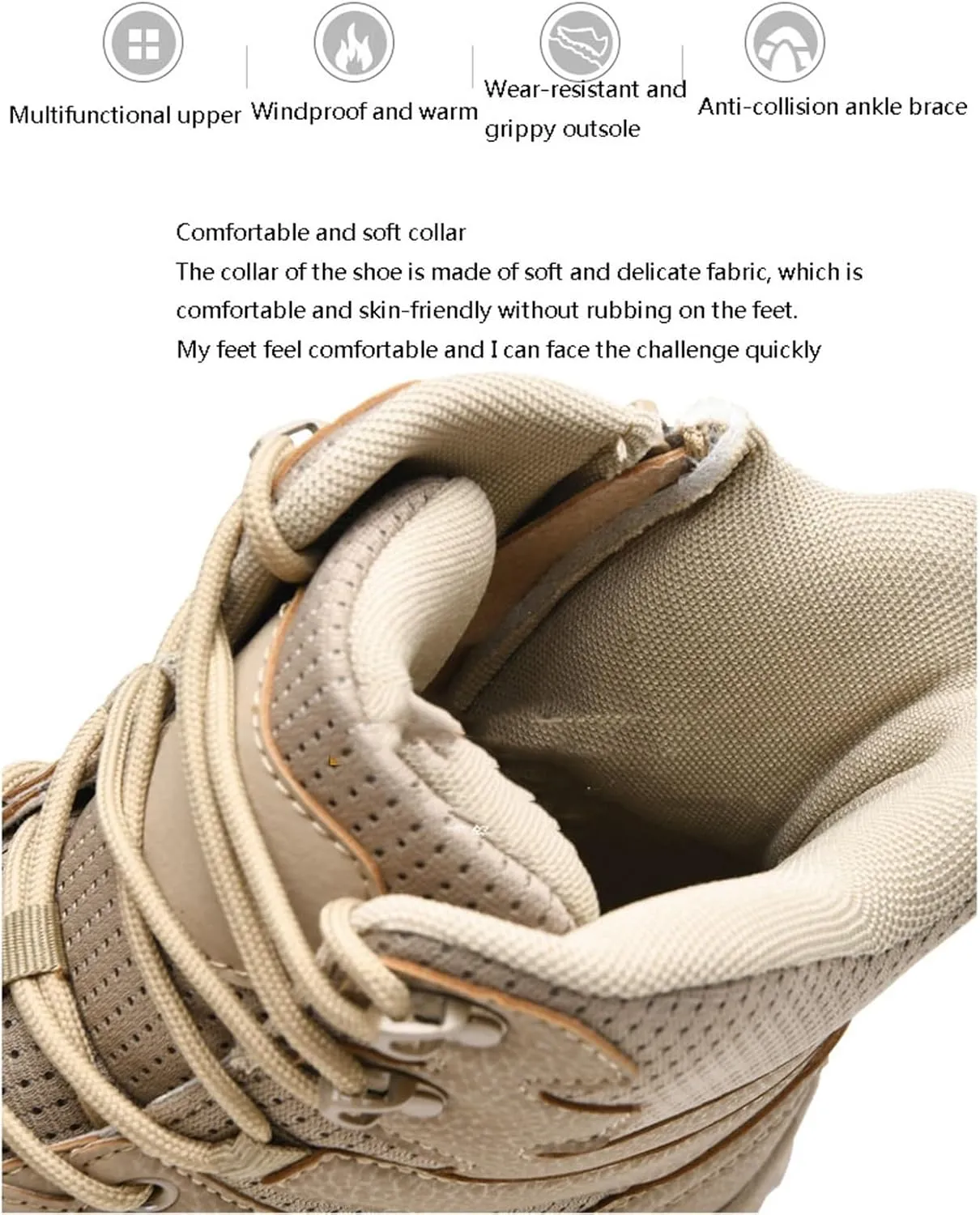 Men's Waterproof Tactical Boots, Mens Lace Up Breathable High Top Side Zipper Desert Tactical Boots, Military Tactical Mens Army Outdoor Sports Shoes, for Hiking, Climbing