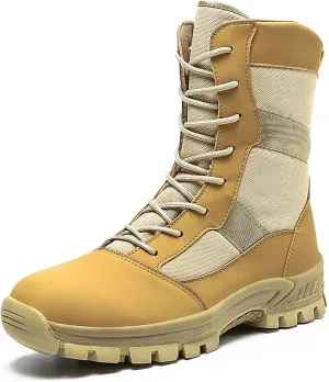 Military and Tactical Boots for Men, Outdoor Lace-up Sports Non-slip Comfortable Shock Mountaineering Boots, for Woodland Desert Breathable Hiking Shoes