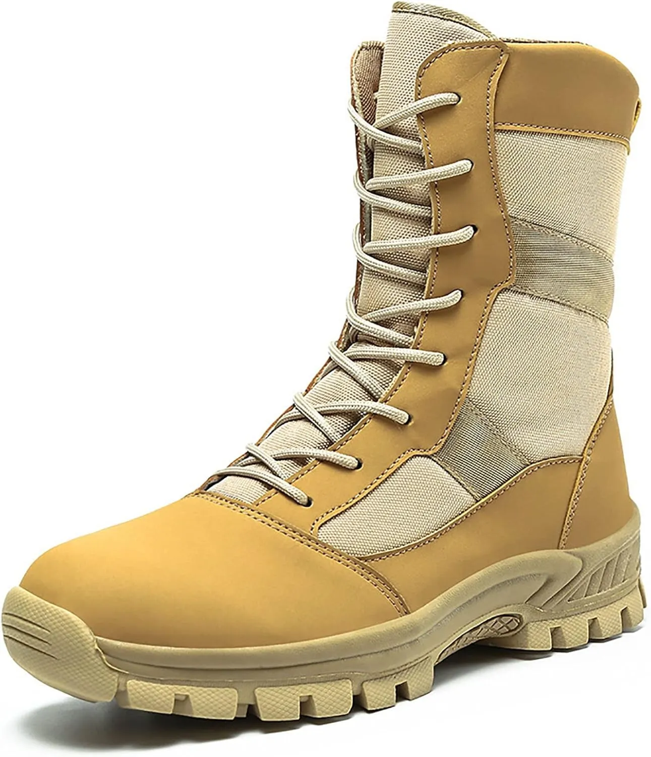 Military and Tactical Boots for Men, Outdoor Lace-up Sports Non-slip Comfortable Shock Mountaineering Boots, for Woodland Desert Breathable Hiking Shoes