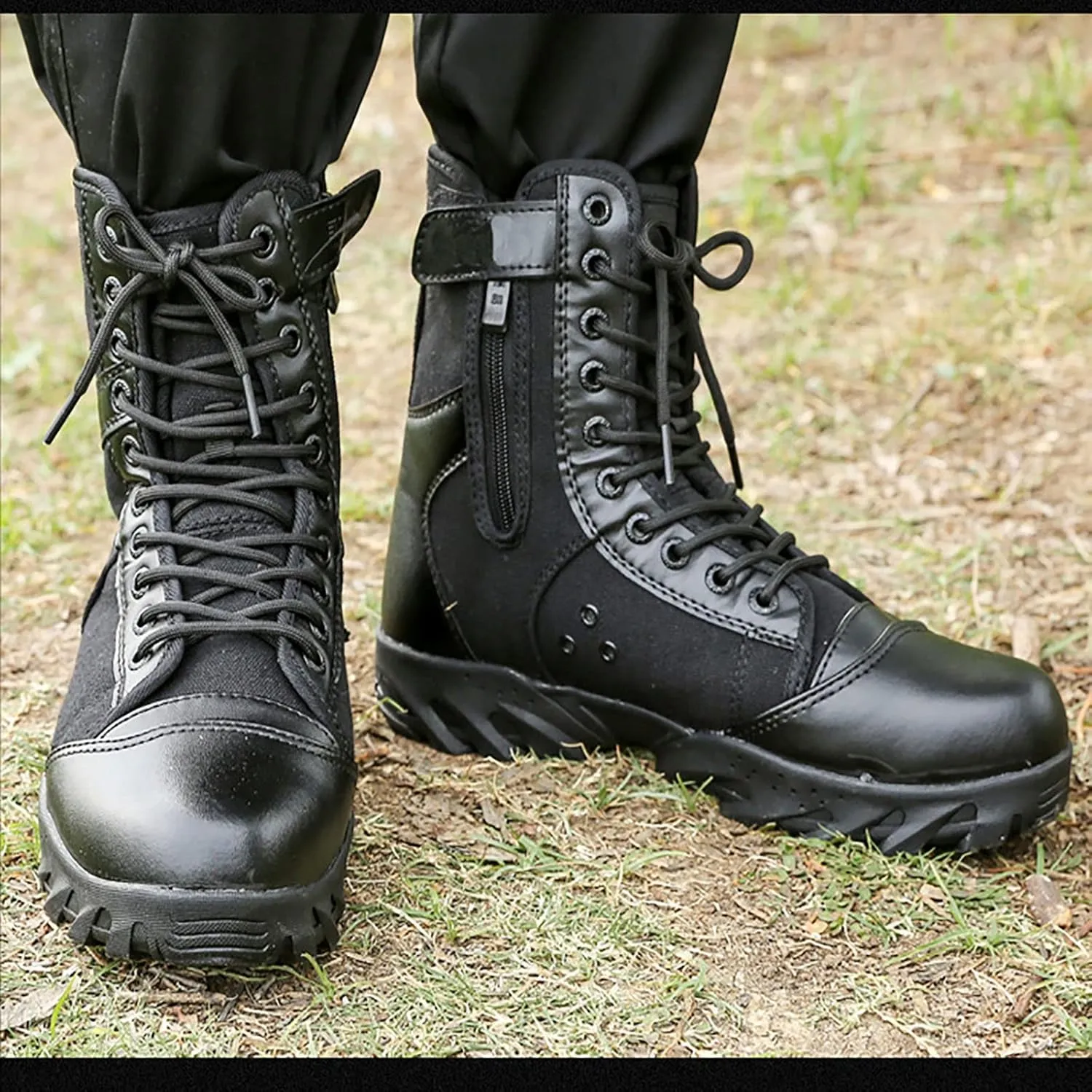 Military Tactical Boots for Men, Spring and Autumn Durable Waterproof Outdoor Rubber Outsole Mountaineering Boots, for Men Outdoor Non-slip Hiking Work Boots