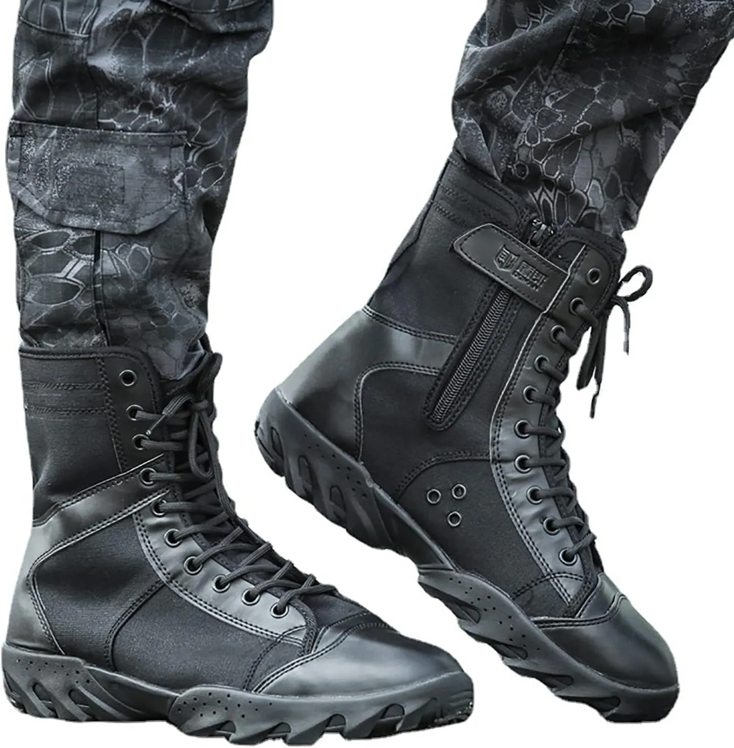 Military Tactical Boots for Men, Spring and Autumn Durable Waterproof Outdoor Rubber Outsole Mountaineering Boots, for Men Outdoor Non-slip Hiking Work Boots