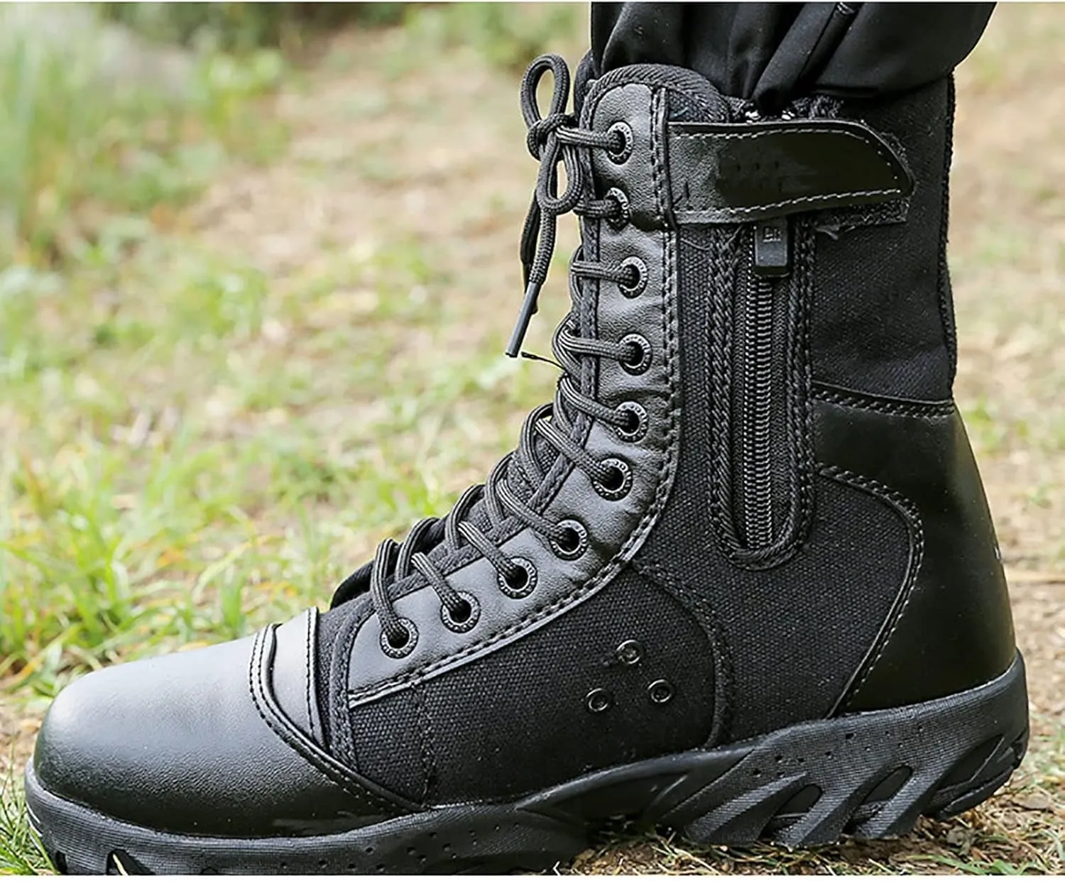 Military Tactical Boots for Men, Spring and Autumn Durable Waterproof Outdoor Rubber Outsole Mountaineering Boots, for Men Outdoor Non-slip Hiking Work Boots