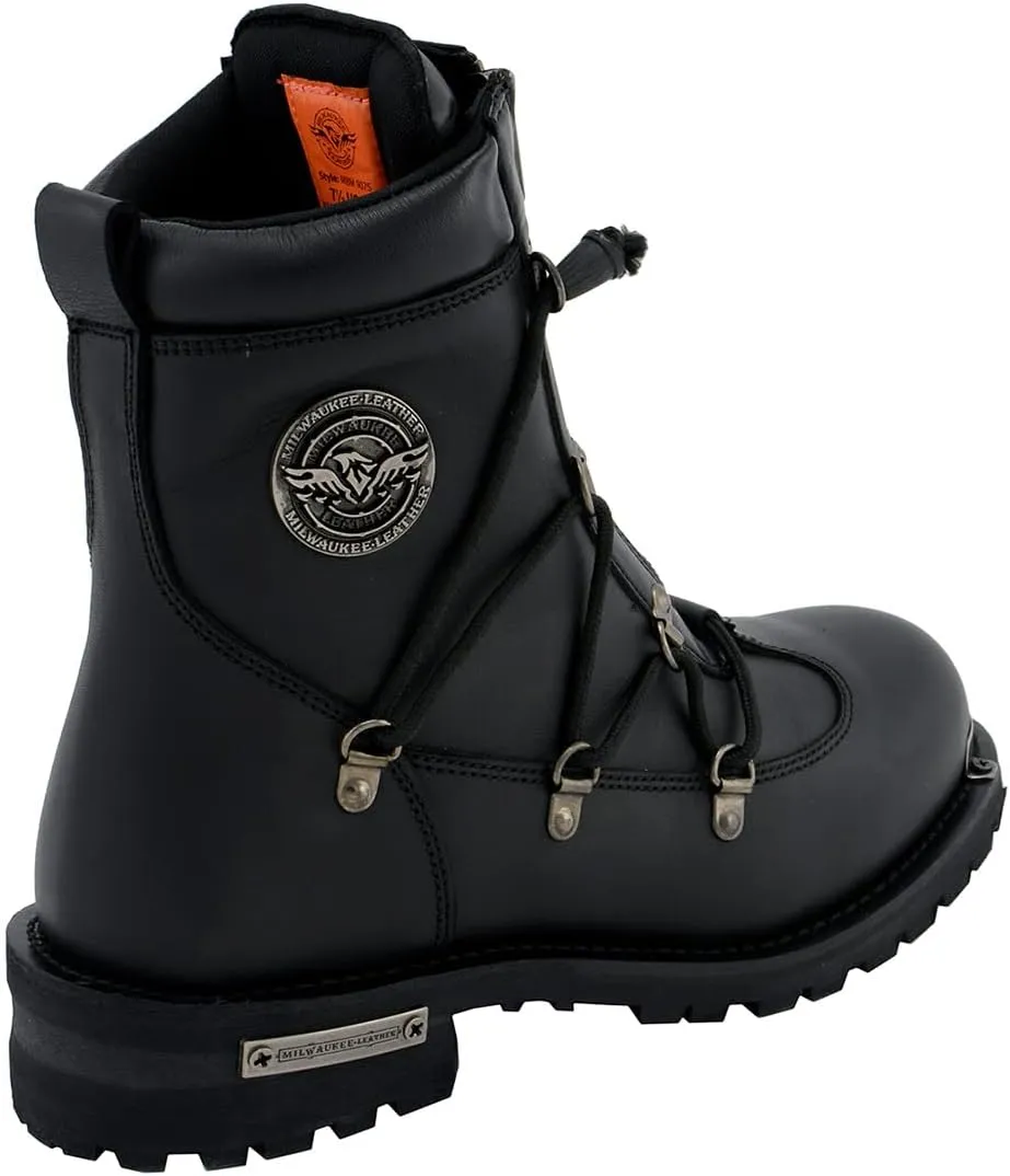Milwaukee Leather Men's Black Smooth Plain Motorcycle Leather Boots - 10.5