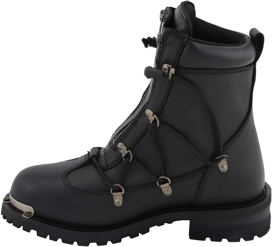 Milwaukee Leather Men's Black Smooth Plain Motorcycle Leather Boots - 10.5