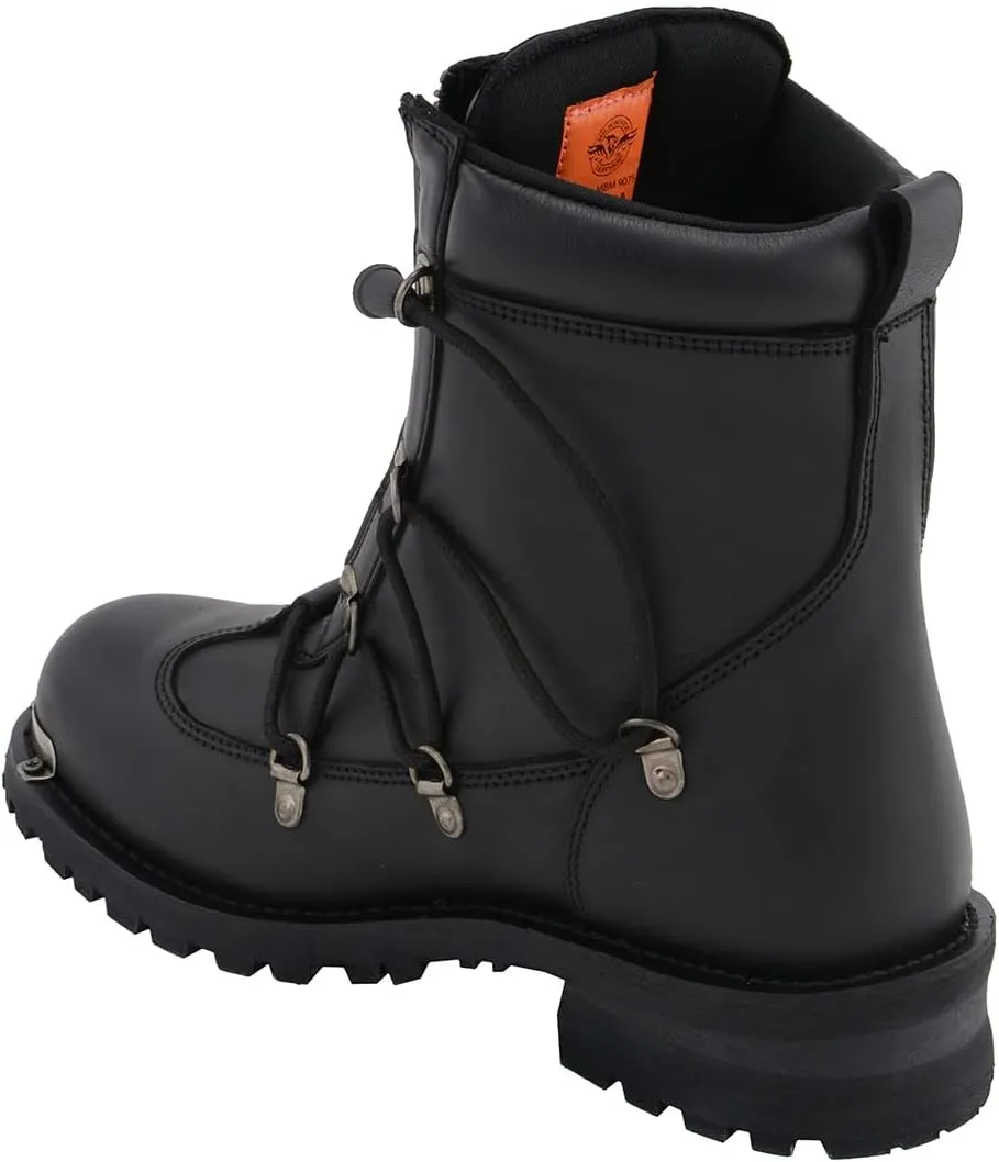 Milwaukee Leather Men's Black Smooth Plain Motorcycle Leather Boots - 10.5