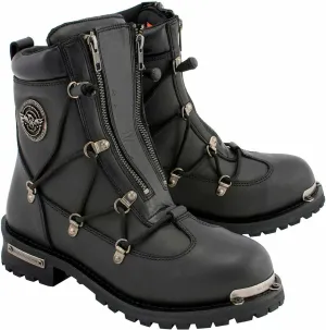 Milwaukee Leather Men's Black Smooth Plain Motorcycle Leather Boots - 10.5