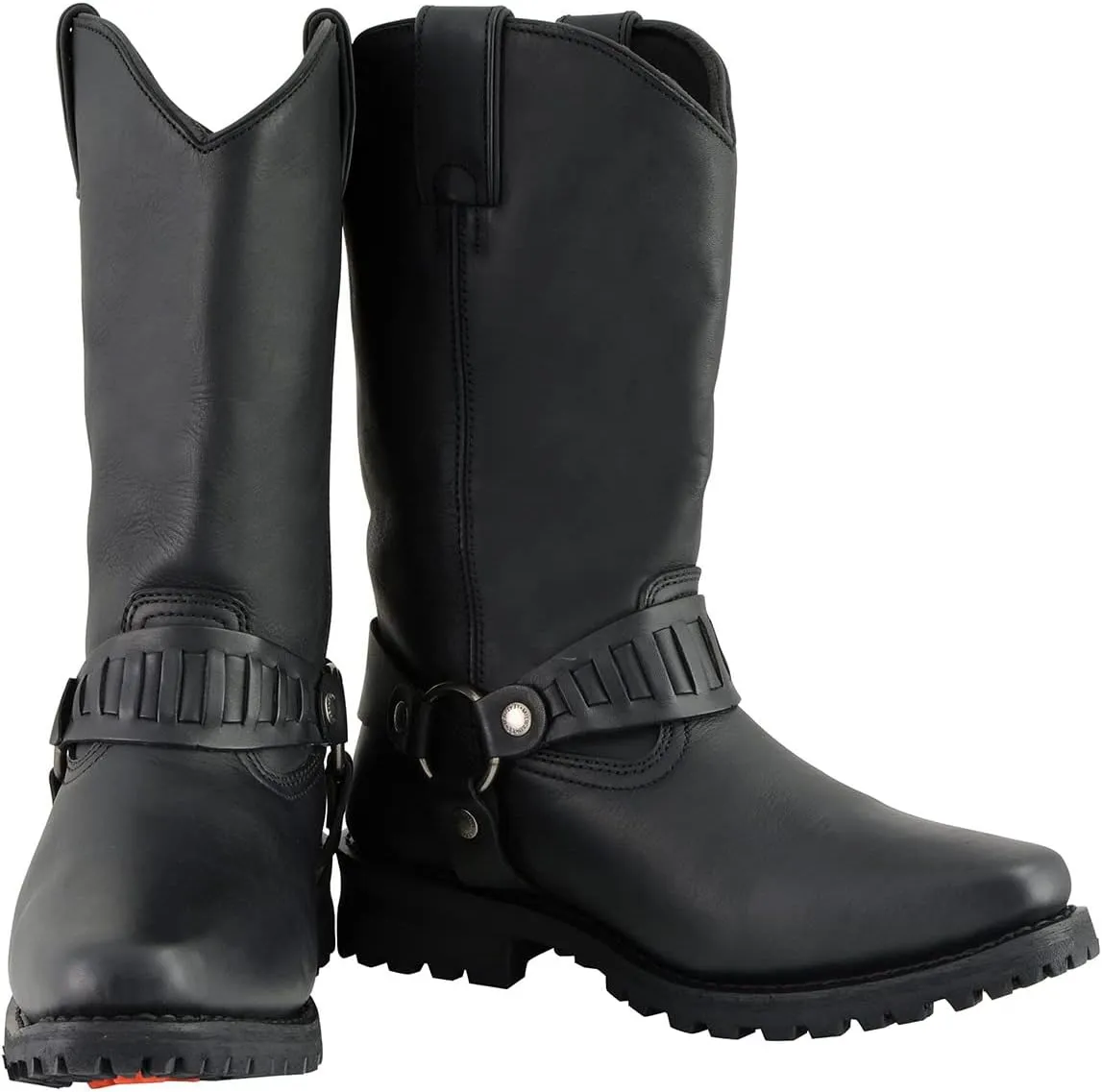 Milwaukee Leather Men??s Classic Harness Black Leather 11-Inch Western Style Motorcycle Boots MBM9015