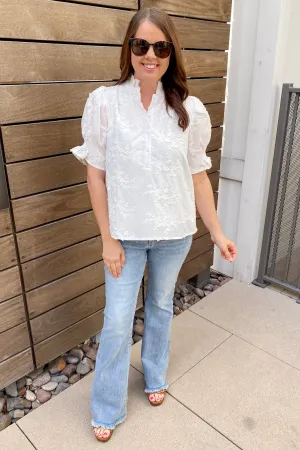Next Time Floral Detail Off White Top