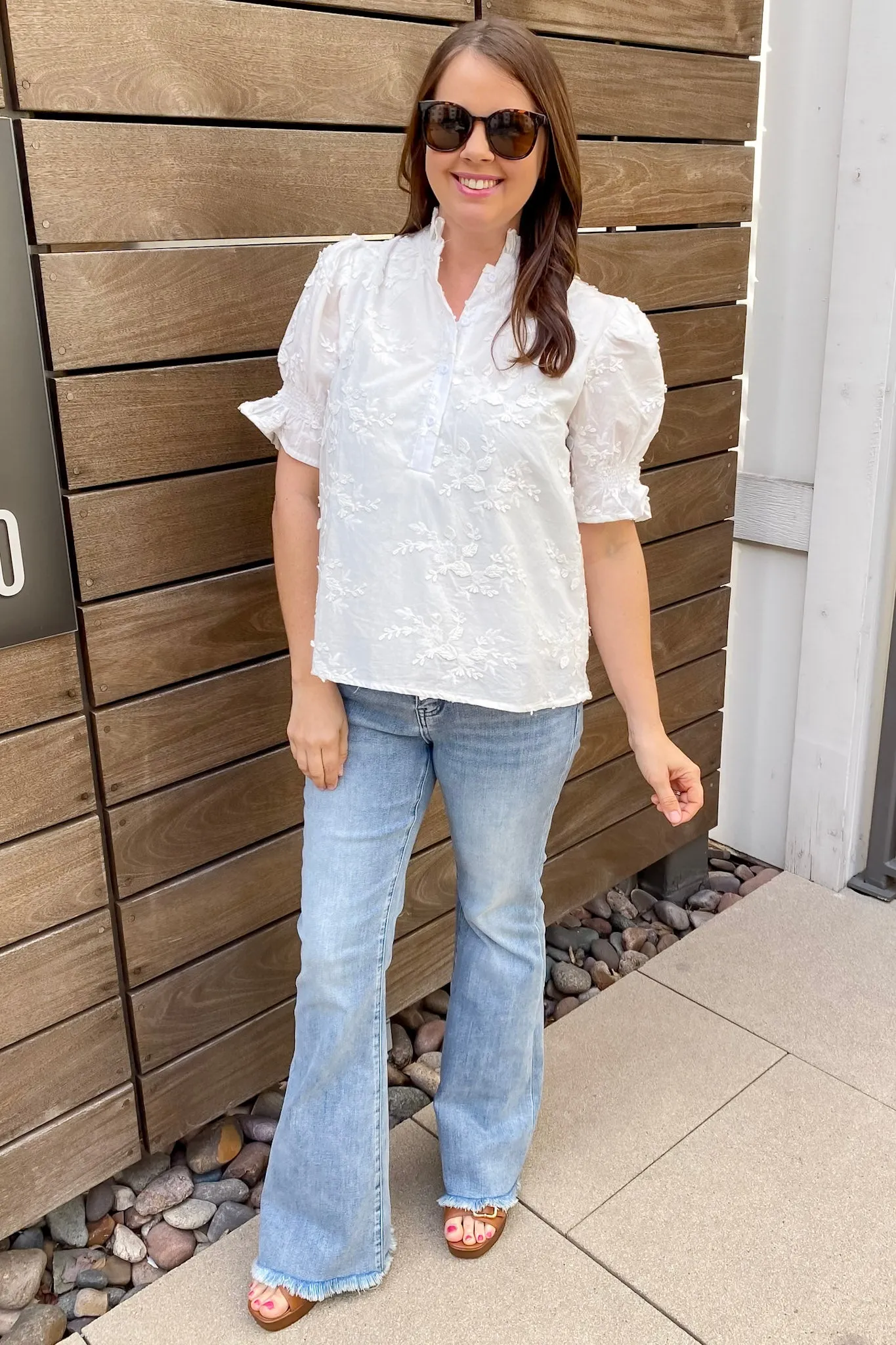 Next Time Floral Detail Off White Top