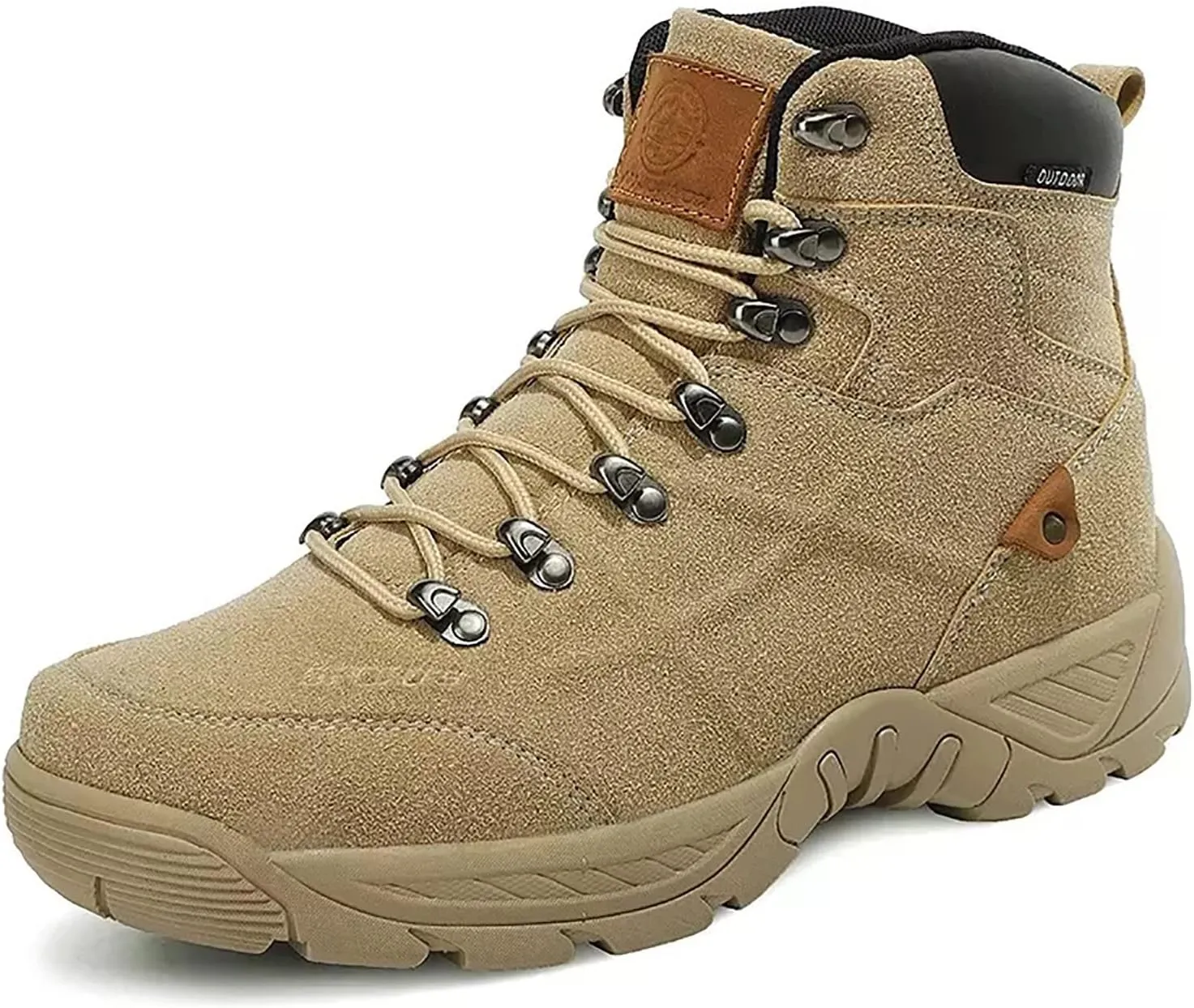 Outdoor Men's Tactical Military Boots, Durable Suede Leather and Rubber Sole Military Work and Desert Boots, for Men's Lace-up Breathable Hiking Shoes