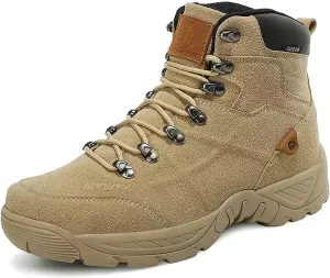 Outdoor Men's Tactical Military Boots, Durable Suede Leather and Rubber Sole Military Work and Desert Boots, for Men's Lace-up Breathable Hiking Shoes