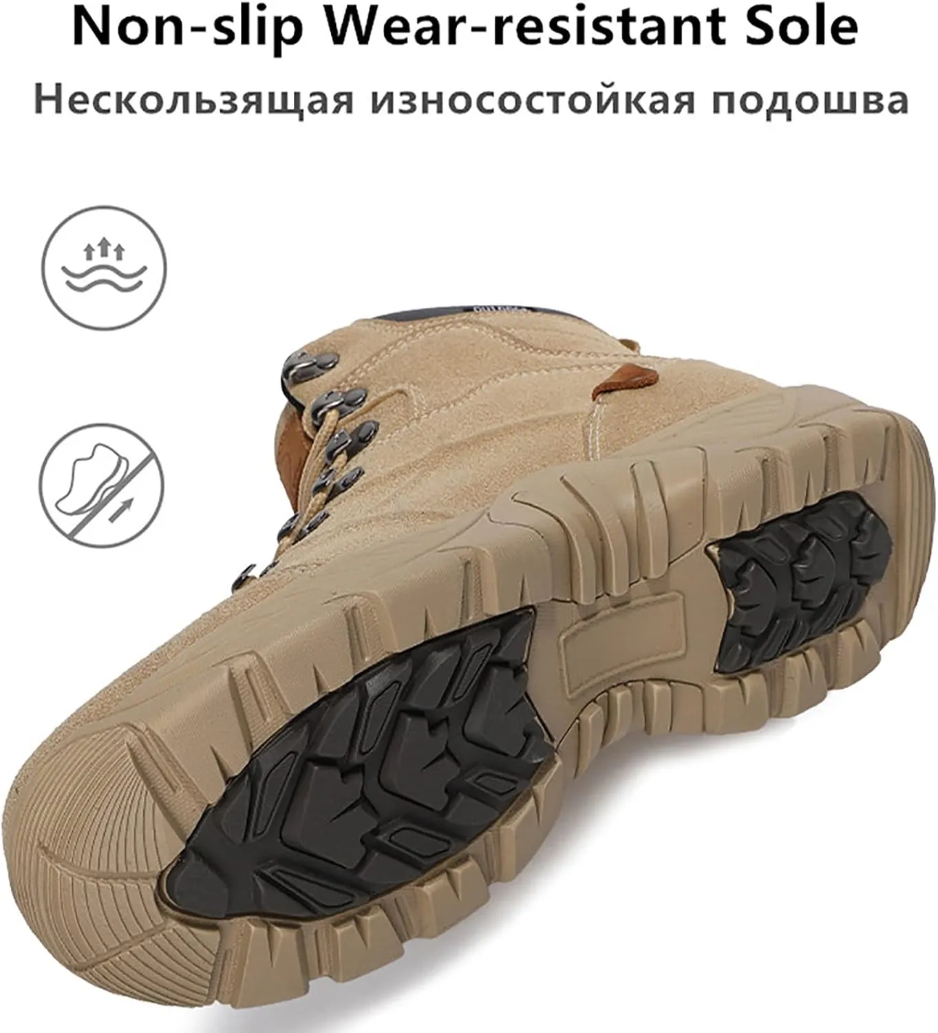 Outdoor Men's Tactical Military Boots, Durable Suede Leather and Rubber Sole Military Work and Desert Boots, for Men's Lace-up Breathable Hiking Shoes