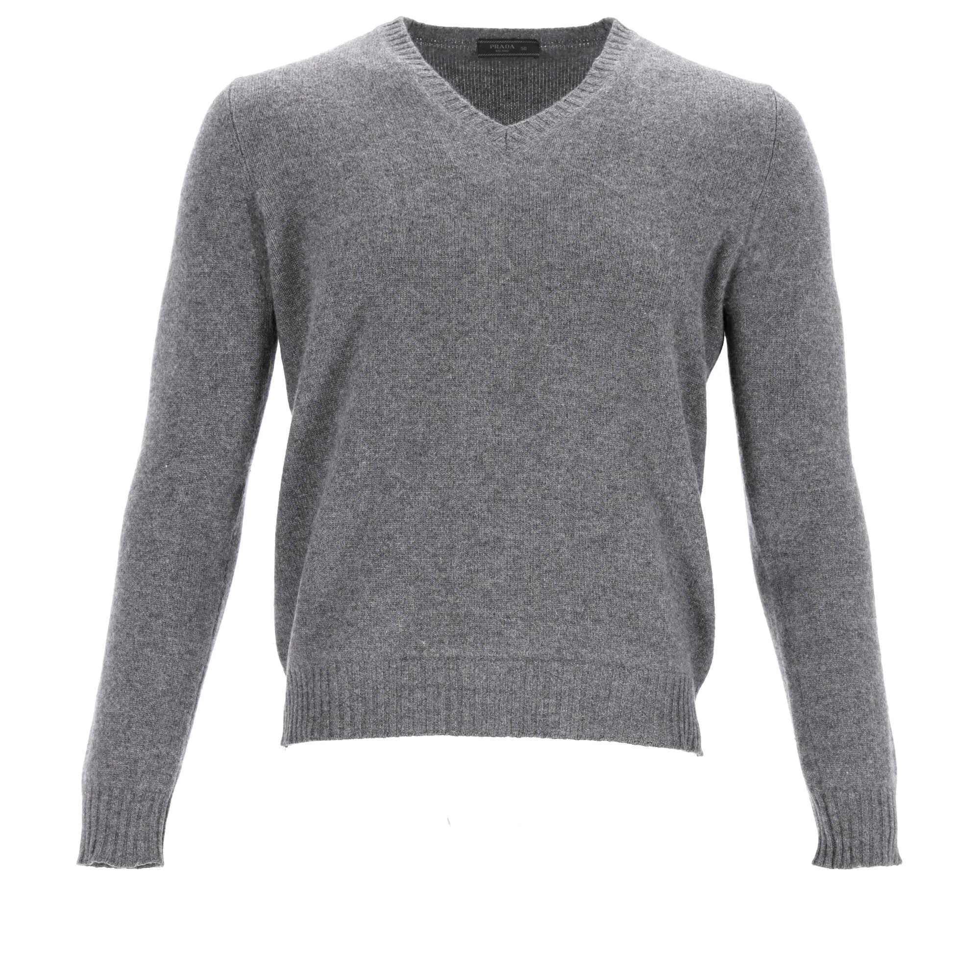 Prada V-Neck Pullover in Grey Wool